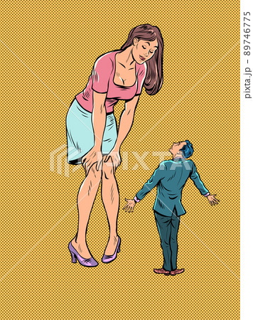big woman and little man, feminism. Subordination in family relations 89746775