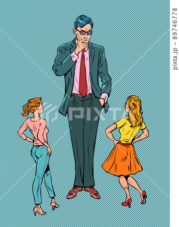 a man and two women are a choice, love and a relationship. Family psychology 89746778