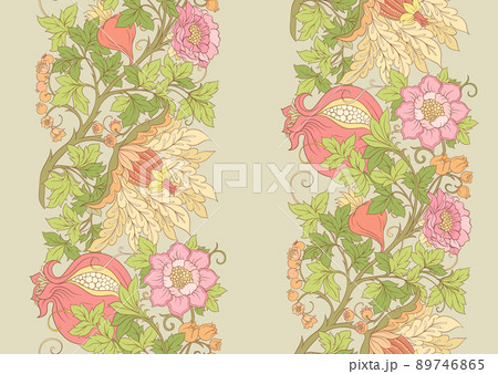 Fantasy flowers in retro, vintage, jacobean embroidery style. Fantasy flowers in retro, vintage, jacobean embroidery style. 89746865