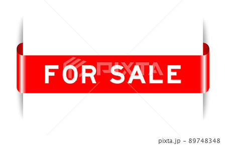 Red color inserted label banner with word sale on white background Red color inserted label banner with word sale on white background 89748348