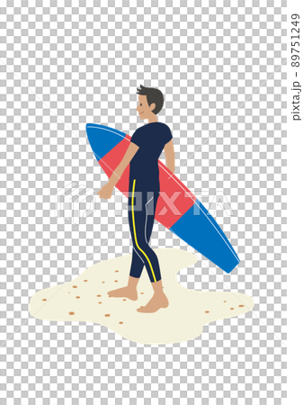 A man holding a surfboard in one hand A man holding a surfboard in one hand 89751249