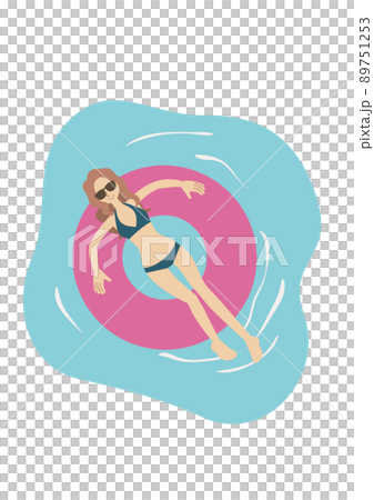 A woman relaxing on a float 89751253