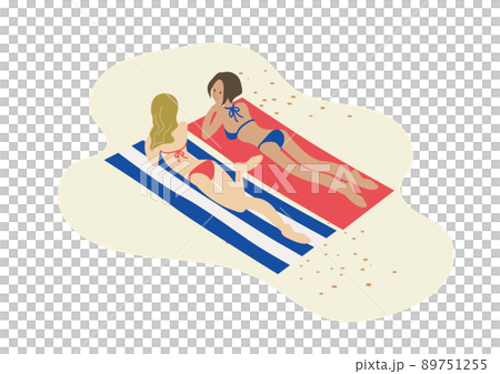 Two women tanning on the beach 89751255