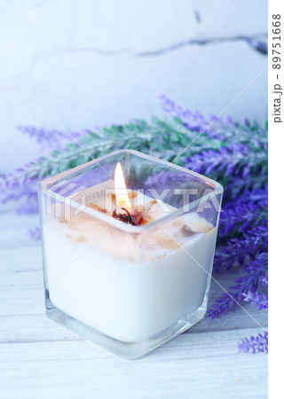 Burning scented candles for relax on table  89751668