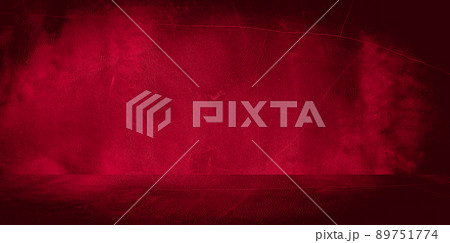 Old wall texture cement black red background abstract dark color design are light with white gradient background. 89751774