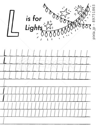 Christmas and New Year preschool ABC tracing worksheet. Simple educational printable game with colouring images and letters. Kids learn pages. 89751863