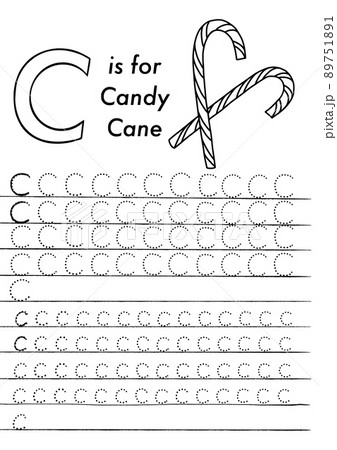 Christmas and New Year preschool ABC tracing worksheet. Simple educational printable game with colouring images and letters. Kids learn pages. 89751891