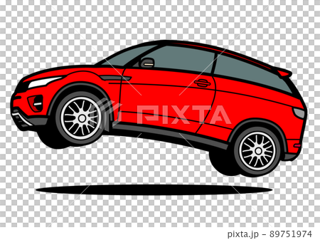 ブリティッシュSUV 赤色系 ジャンプ 自動車イラスト ブリティッシュSUV 赤色系 ジャンプ 自動車イラスト 89751974
