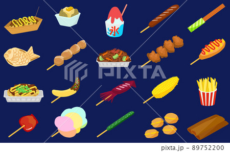 屋台のセットイラスト 89752200