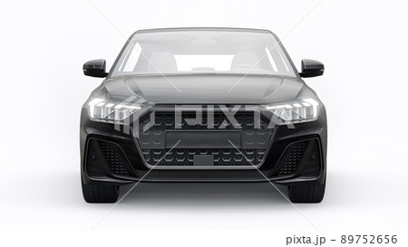 Compact urban premium car in a black hatchback on a white isolated background. 3d illustration 89752656