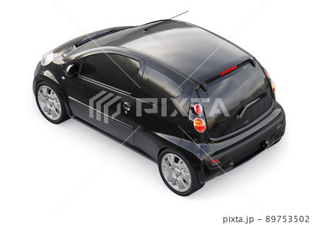 Black metallic ultra compact city car for the cramped streets of historic cities with low fuel consumption. 3d rendering Black metallic ultra compact city car for the cramped streets of historic cities with low fuel consumption. 3d rendering 89753502
