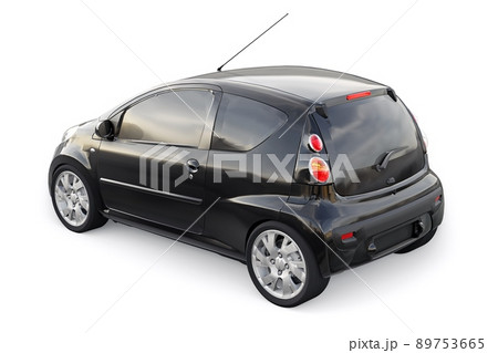 Black metallic ultra compact city car for the cramped streets of historic cities with low fuel consumption. 3d rendering Black metallic ultra compact city car for the cramped streets of historic cities with low fuel consumption. 3d rendering 89753665