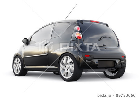 Black metallic ultra compact city car for the cramped streets of historic cities with low fuel consumption. 3d rendering Black metallic ultra compact city car for the cramped streets of historic cities with low fuel consumption. 3d rendering 89753666