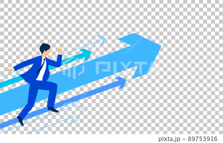 Jumping businessman and arrow illustration, vector Jumping businessman and arrow illustration, vector 89753916