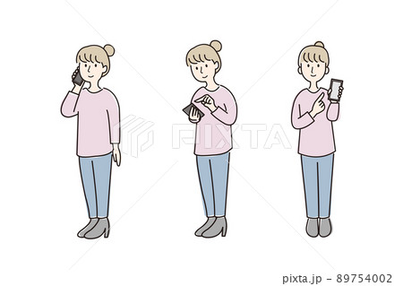 スマートフォンを持つ女性 89754002