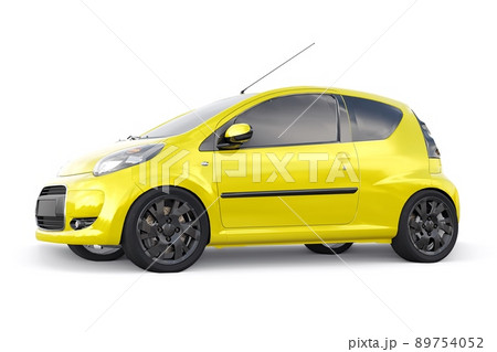 metallic ultra compact city car for the cramped streets of historic cities with low fuel consumption. 3d rendering 89754052