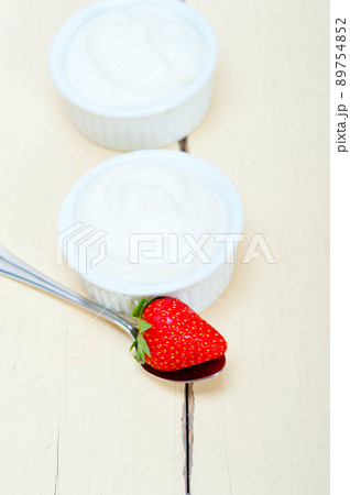 organic Greek yogurt and strawberry organic Greek yogurt and strawberry 89754852