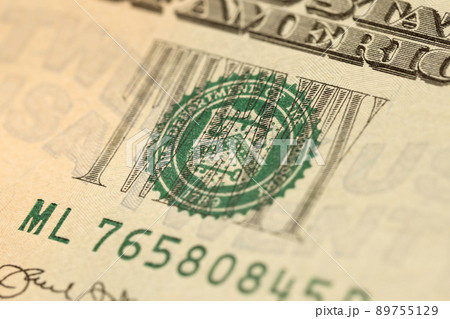 Macro shot with part of 20 US dollars bill. Twenty dollars banknote close up photo with high resolution. Money earnings, payday or tax paying period Macro shot with part of 20 US dollars bill. Twenty dollars banknote close up photo with high resolution. Money earnings, payday or tax paying period 89755129