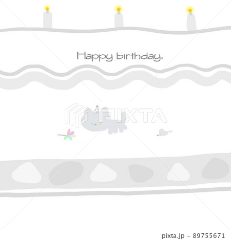 バースデーカード　動物　うさぎ　ねこ　くま　ケーキ 89755671