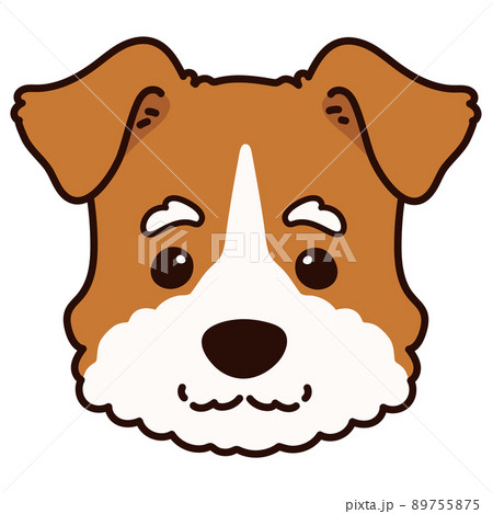 シンプルで可愛いワイアー・フォックス・テリアの顔のイラスト 主線あり シンプルで可愛いワイアー・フォックス・テリアの顔のイラスト 主線あり 89755875