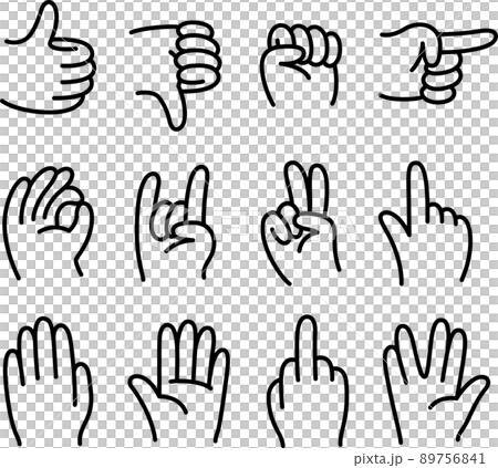 Cartoon hand gesture icon set-插圖素材 [89756841] - PIXTA圖庫