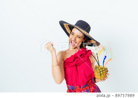 Fashionable happy young woman wearing summer outfit Fashionable happy young woman wearing summer outfit 89757989