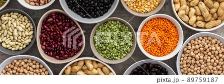 Different types of legumes in bowls 89759187