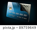 Open Credit card with dollars banknotes, clipping path included. 3d Rendering 89759649