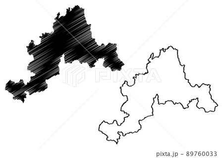 Jhalawar district (Rajasthan State, Republic of India) map vector illustration, scribble sketch Jhalawar map 89760033