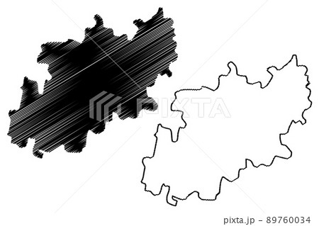 Jhajjar district (Haryana State, Republic of India) map vector illustration, scribble sketch Jhajjar map 89760034