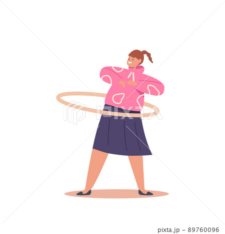 Funny Girl Rolling Hula Hoop Isolated on White... - Stock Illustration  [89760096] - PIXTA