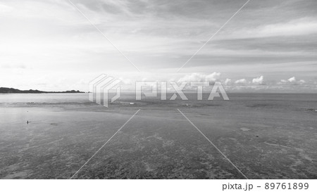 【モノクロ】空撮 石垣島 米原ビーチ 89761899