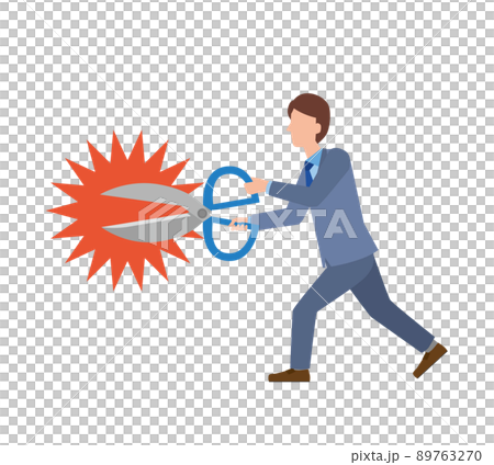 ハサミでカットする男性 89763270