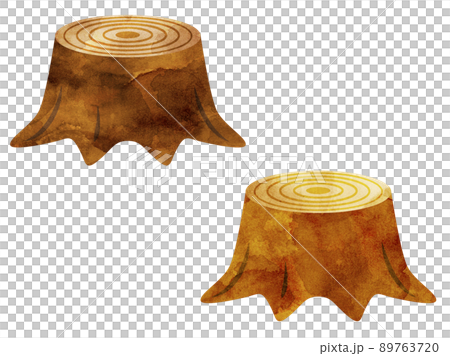 水彩風に加工した切り株のイラスト 89763720