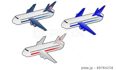 飛行機 航空機が3機で飛行しています飛行機のシンプルなpngのデジタルイラストです 3種類あります のイラスト素材