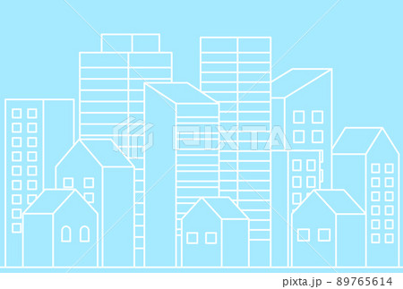 背景素材_シンプルなビル街_水色 背景素材_シンプルなビル街_水色 89765614
