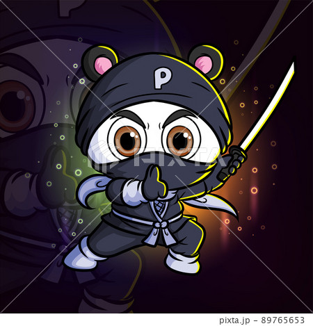 The ninja mouse is silent and holding the katana esport mascot design logo 89765653