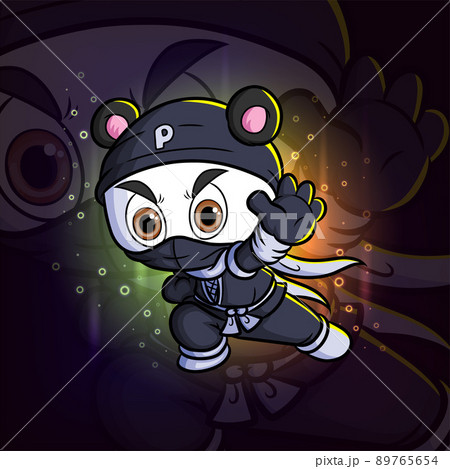The ninja mouse is jumping and catching esport mascot design logo 89765654
