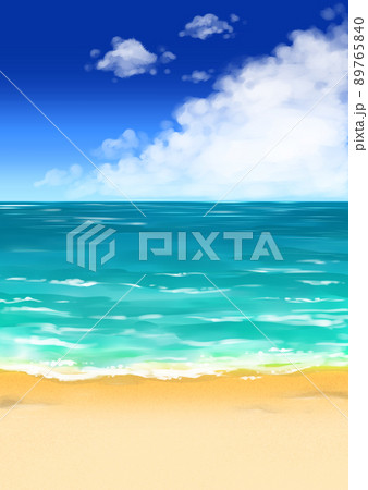 海と砂浜と空のイラスト 89765840