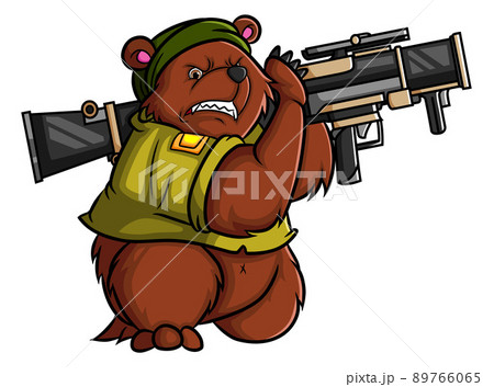 The Angry Soldier Bear Is Shooting With The のイラスト素材