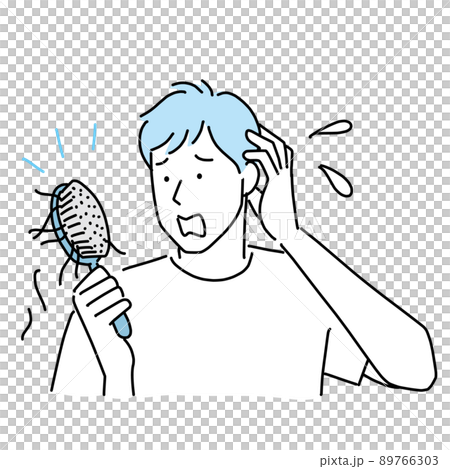 髪を梳かしたら髪がいっぱい抜けてショックを受ける男性 髪を梳かしたら髪がいっぱい抜けてショックを受ける男性 89766303