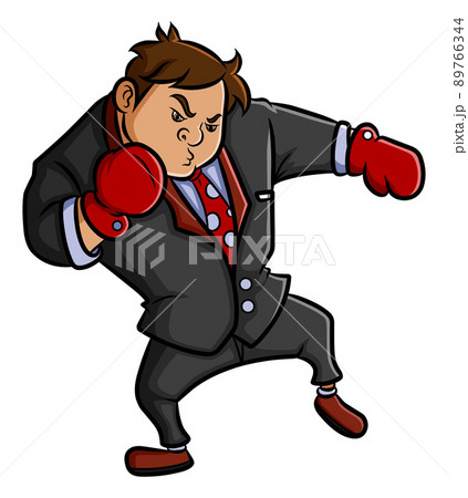 The strong man with the suit is doing the boxing  89766344