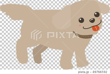 一隻微笑的狗伸出舌頭的插圖 89766592