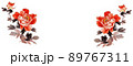 水彩画、牡丹、バナー、花、　白背景 89767311