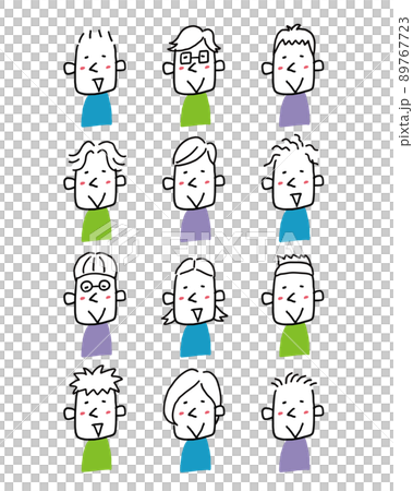 いろんな髪型の上半身の男性イラスト 89767723