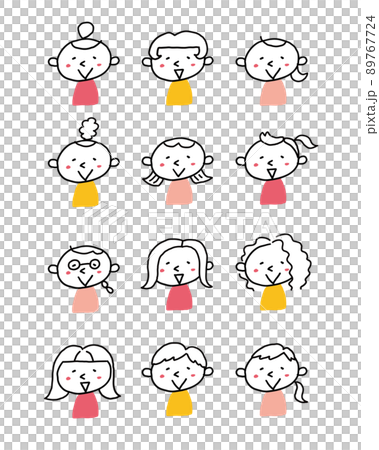 いろんな髪型の上半身の女性イラスト いろんな髪型の上半身の女性イラスト 89767724