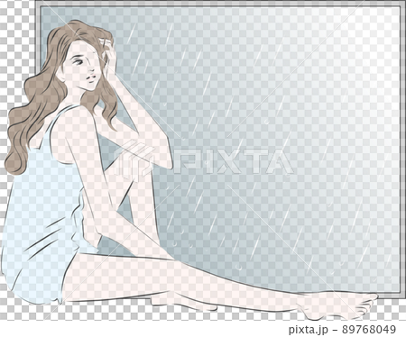 Woman with melancholy rain 89768049