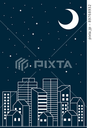 背景素材_シンプルなビル街_夜 89768932