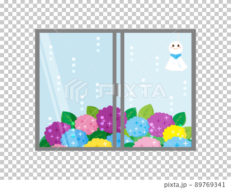 Hydrangea Windowside Teru Teru Bozu Vector Illustration Hydrangea Windowside Teru Teru Bozu Vector Illustration 89769341