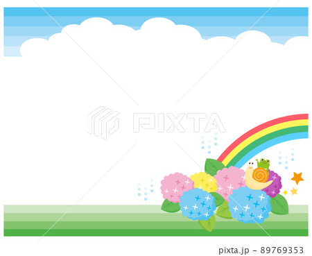 かわいいカエルとカタツムリ 紫陽花 かわいいカエルとカタツムリ 紫陽花 89769353